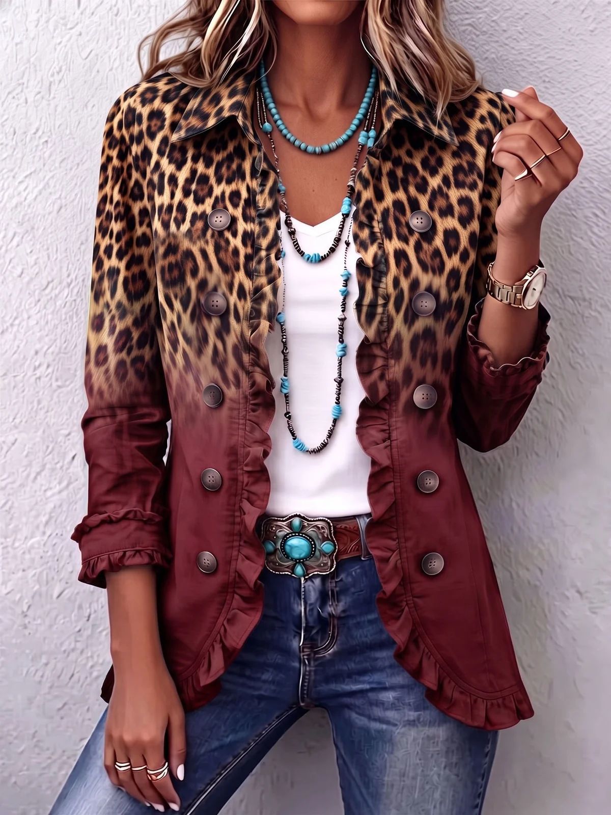 Rosmine | Chaqueta Leopardo Vintage con Volantes