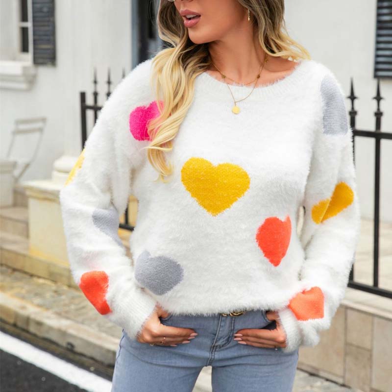 Jersey de Punto con Motivo de Corazón
