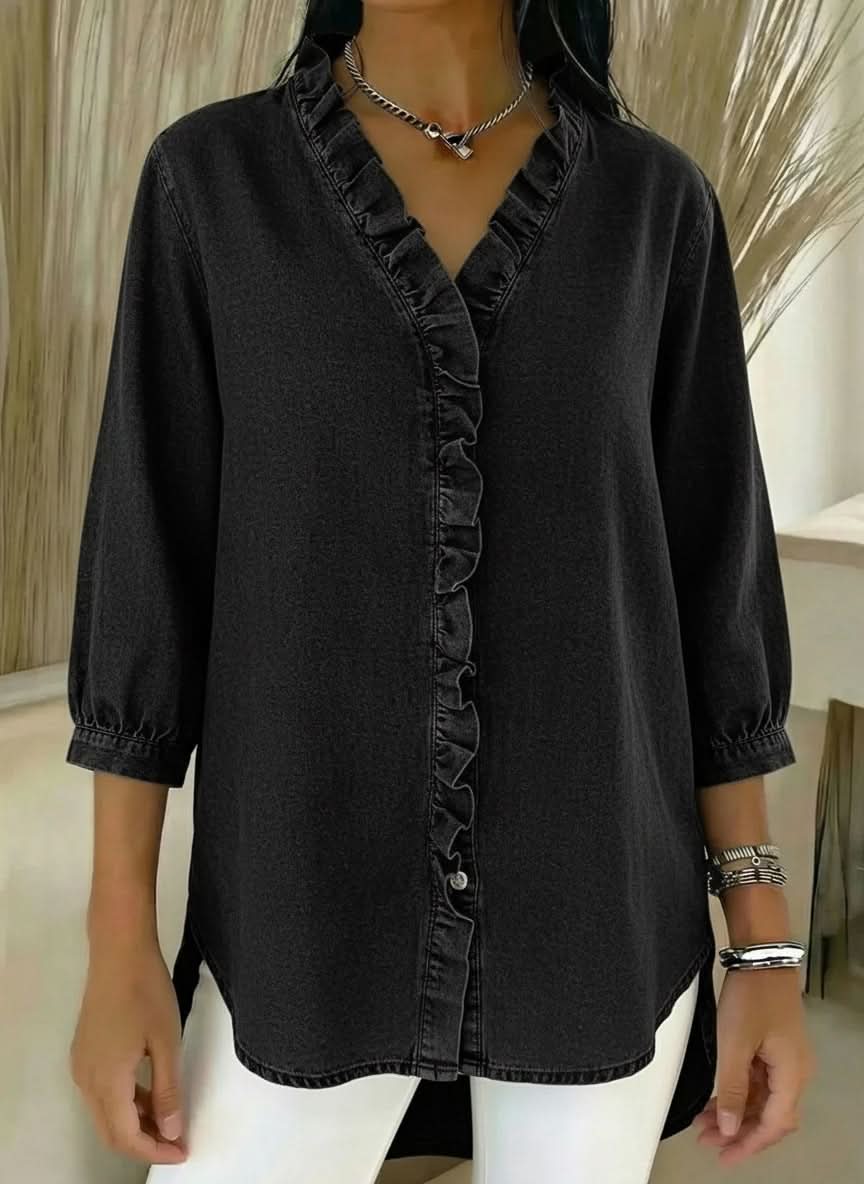 Blusa Celeste con Volantes
