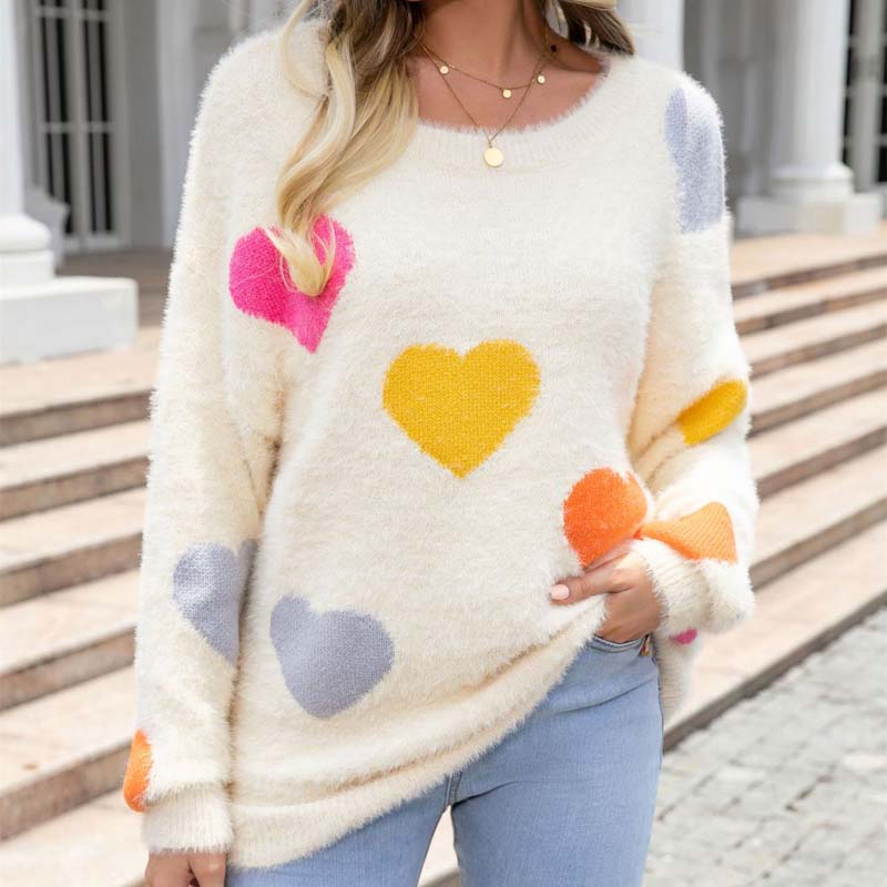 Jersey de Punto con Motivo de Corazón