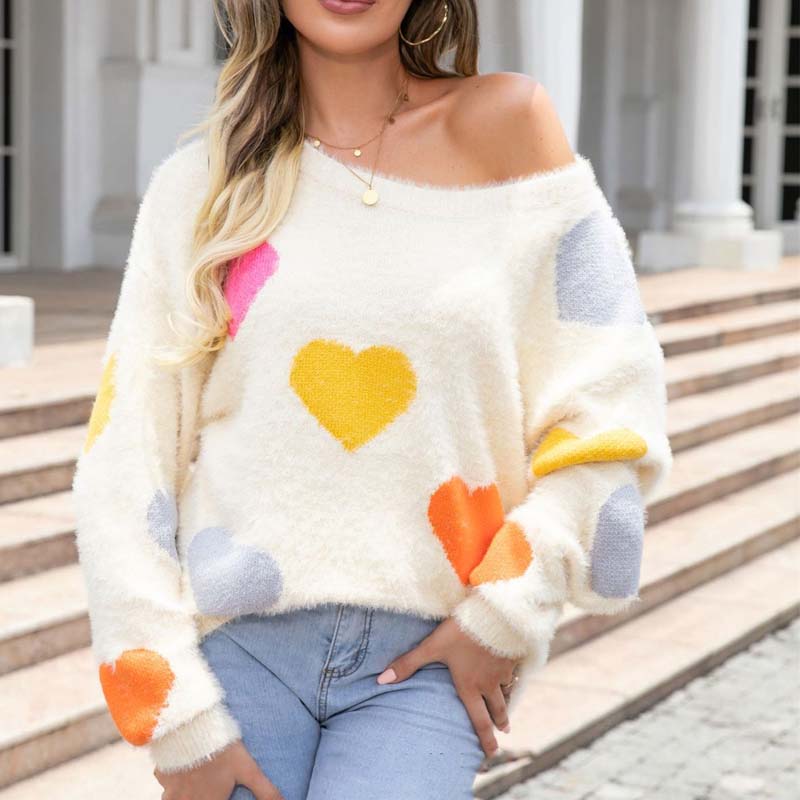 Jersey de Punto con Motivo de Corazón