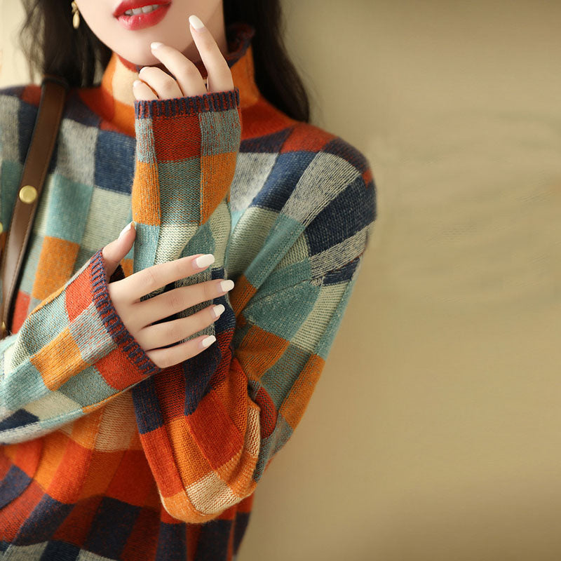 Jersey de Punto de Cuadros de Colores