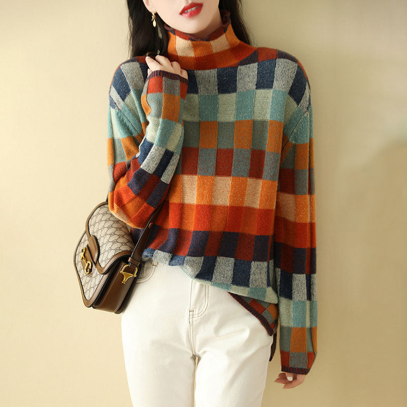 Jersey de Punto de Cuadros de Colores