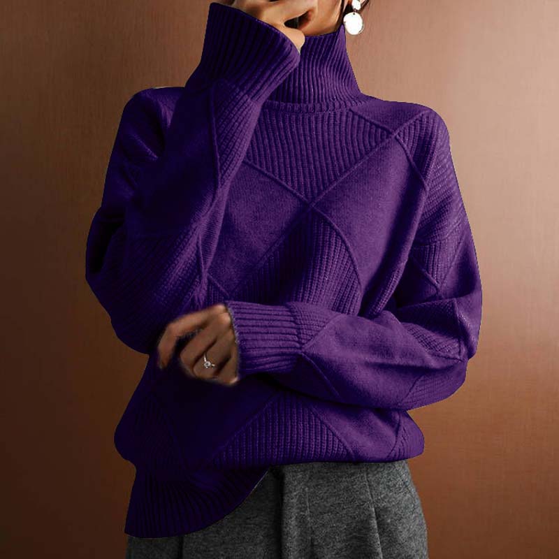 Jersey de Cuello Vuelto en Color Liso