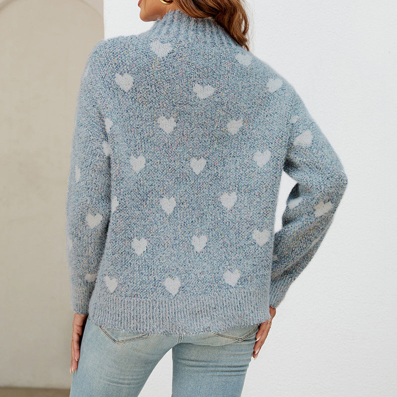 Jersey de Punto con Estampado de Corazón