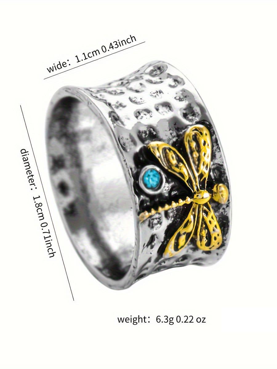Anillo Vintage de Aguamarina con Diseño de Insecto