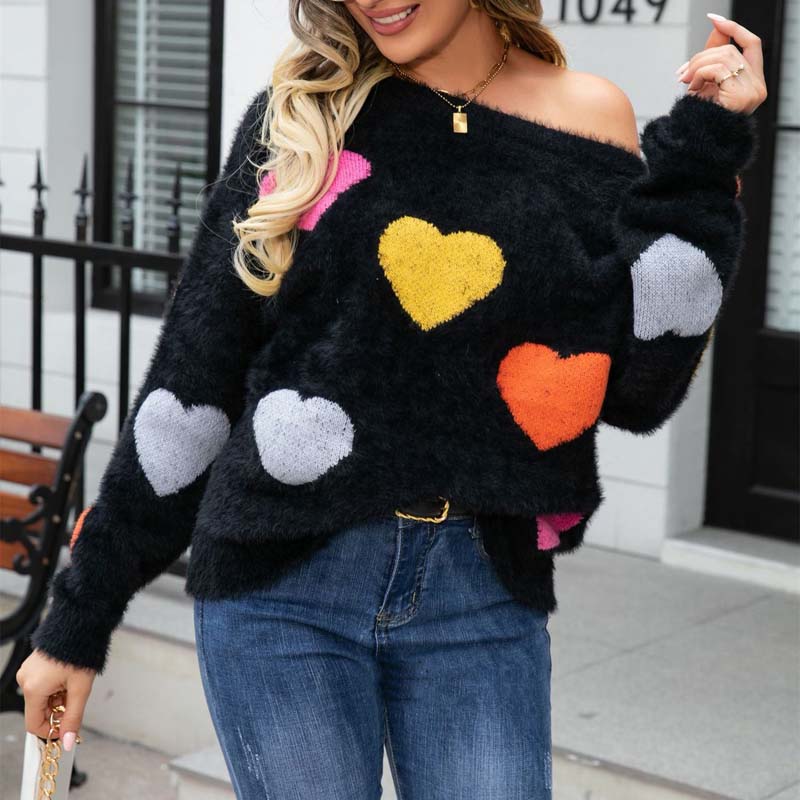 Jersey de Punto con Motivo de Corazón