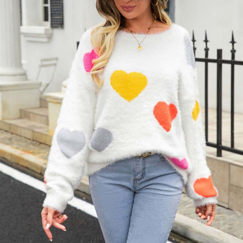 Jersey de Punto con Motivo de Corazón