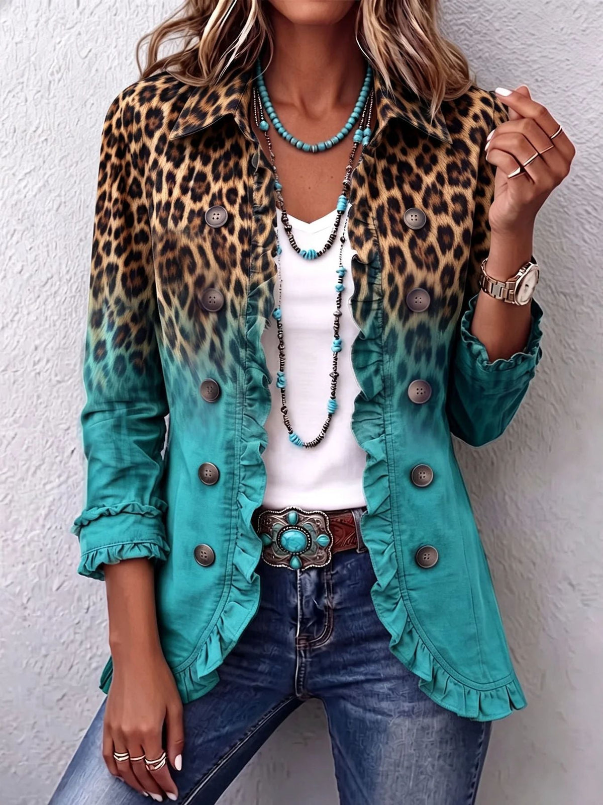 Rosmine | Chaqueta Leopardo Vintage con Volantes