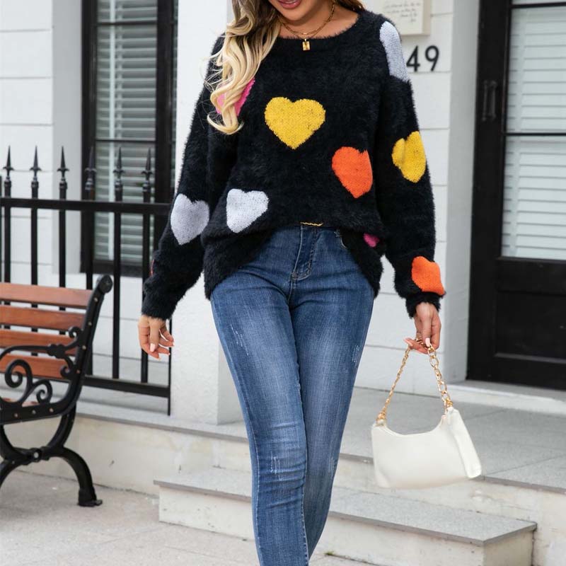 Jersey de Punto con Motivo de Corazón