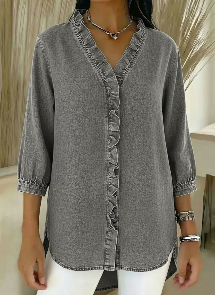 Blusa Celeste con Volantes