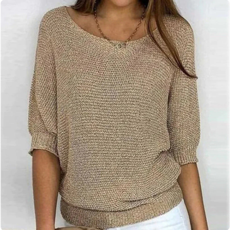 Jersey de Punto Liso Manga Tres Cuartos