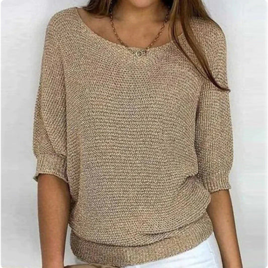 Jersey de Punto Liso Manga Tres Cuartos
