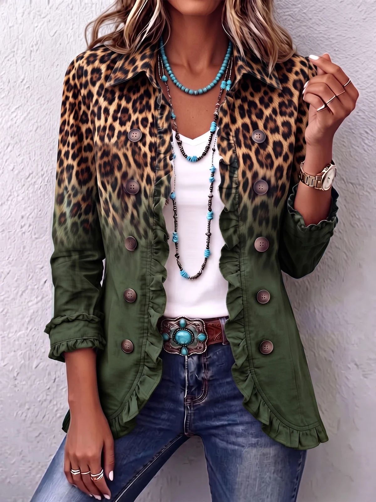 Rosmine | Chaqueta Leopardo Vintage con Volantes