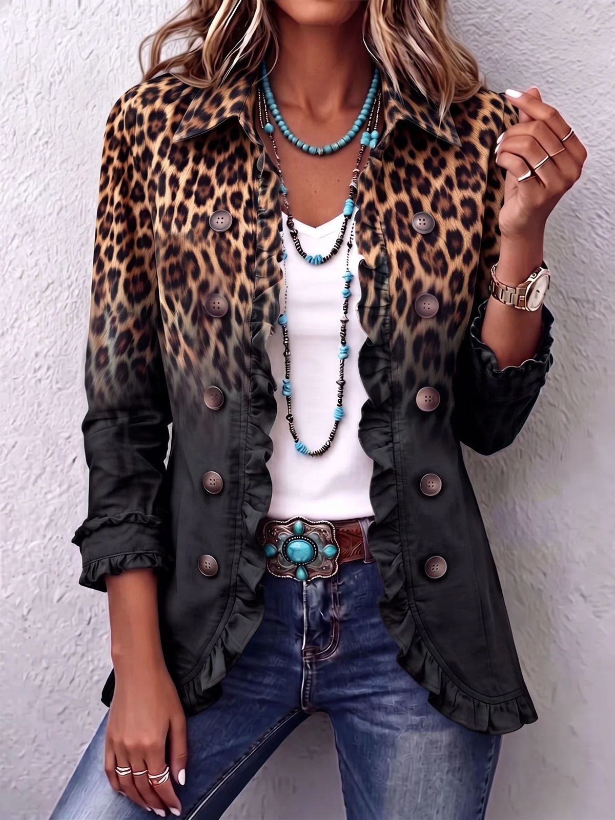 Rosmine | Chaqueta Leopardo Vintage con Volantes
