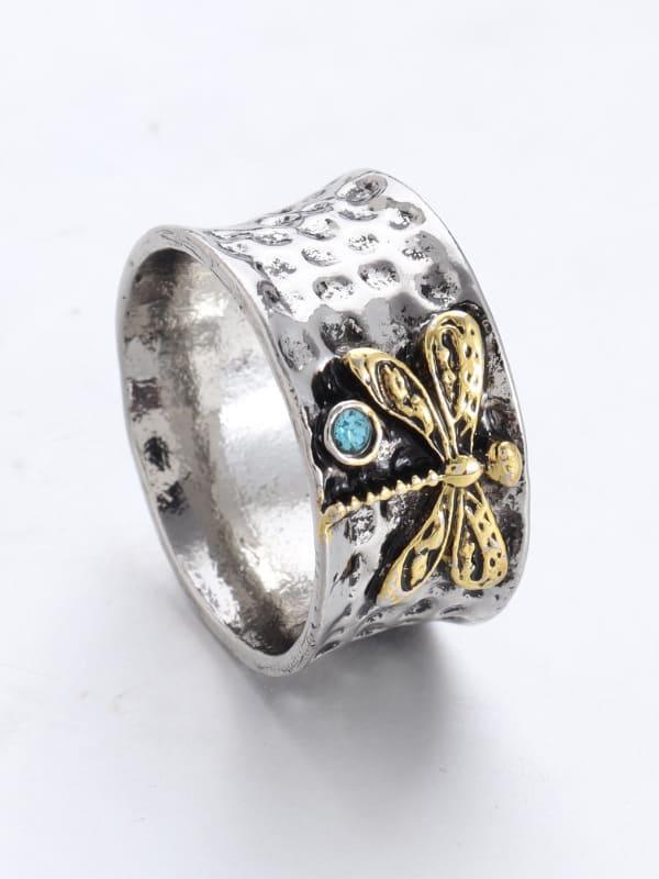 Anillo Vintage de Aguamarina con Diseño de Insecto