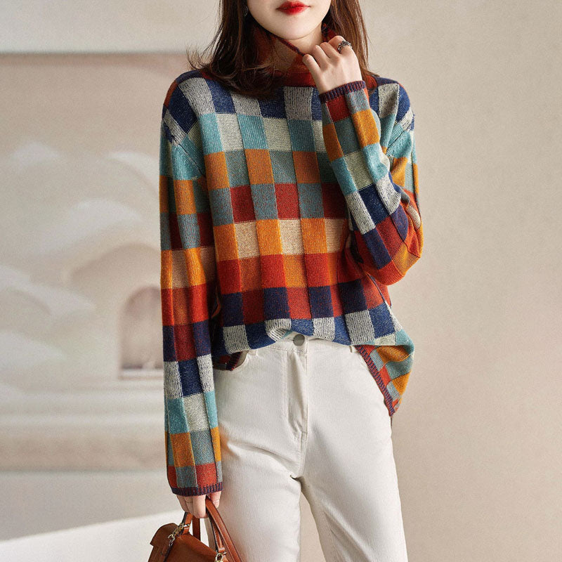 Jersey de Punto de Cuadros de Colores