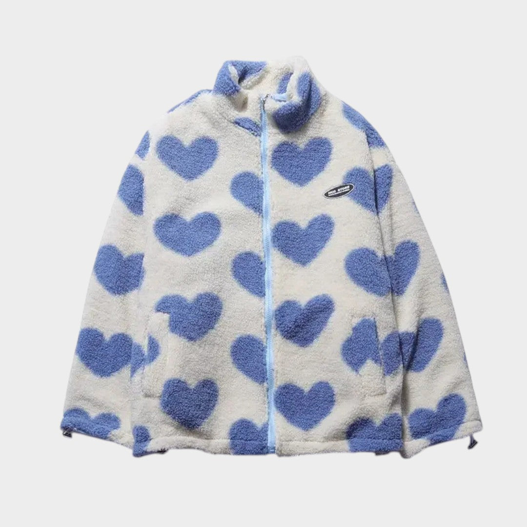 Dianne | Chamarra polar reversible con corazones