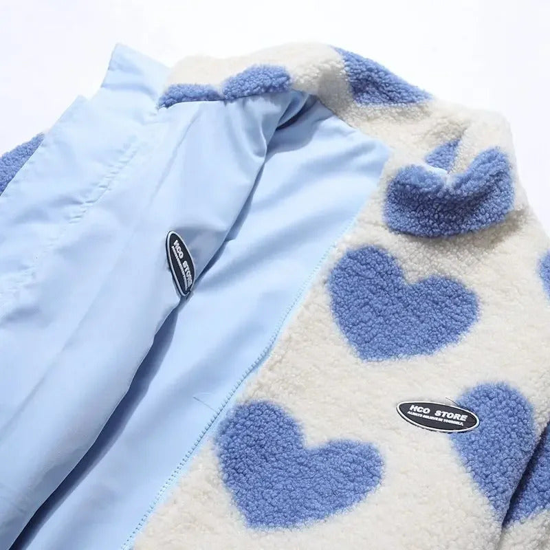 Dianne | Chamarra polar reversible con corazones