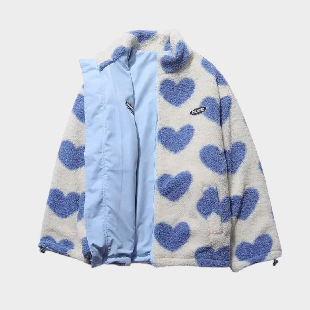 Dianne | Chamarra polar reversible con corazones
