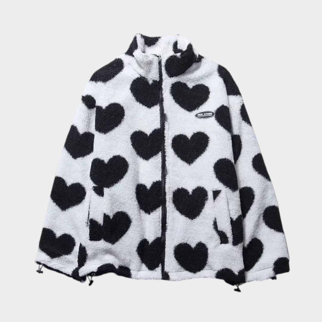 Dianne | Chamarra polar reversible con corazones