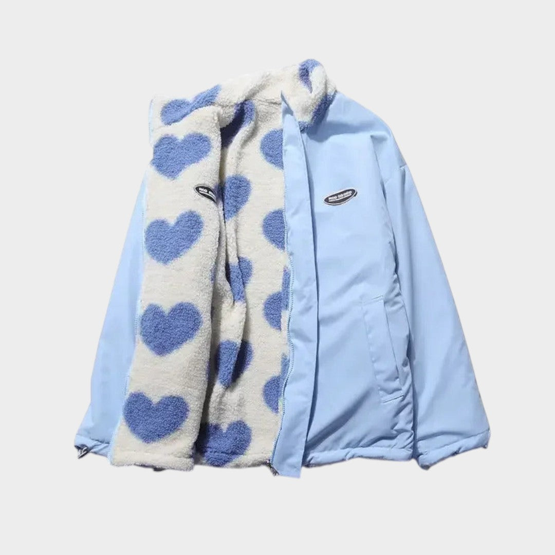 Dianne | Chamarra polar reversible con corazones