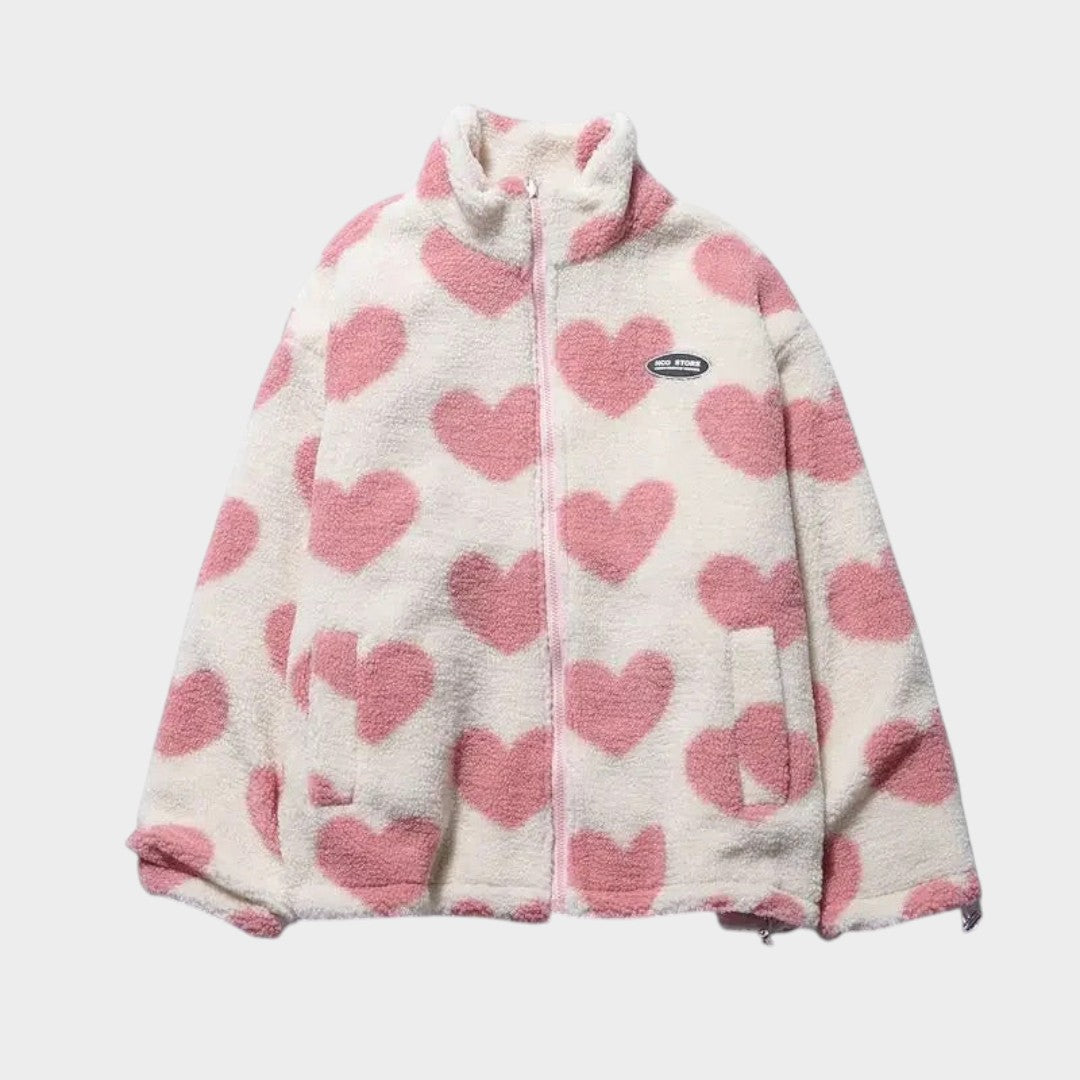 Dianne | Chamarra polar reversible con corazones