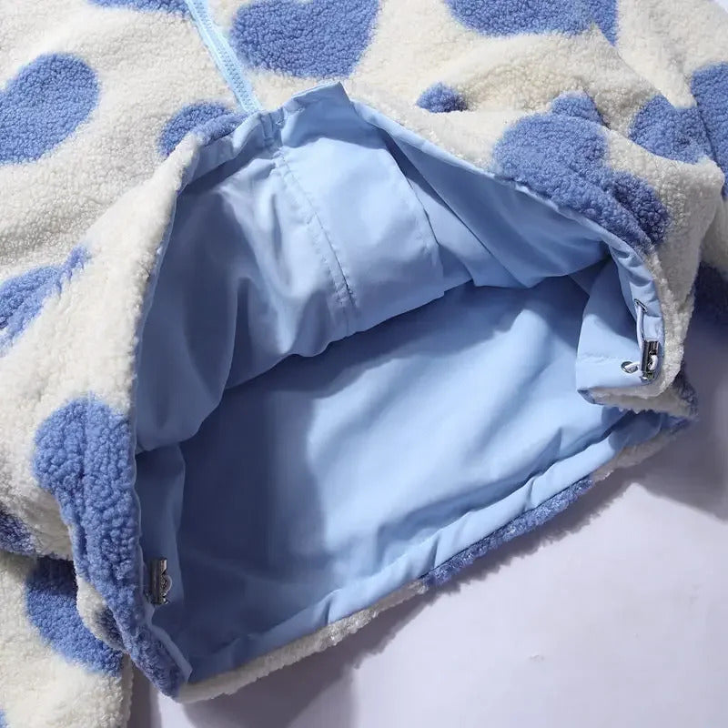 Dianne | Chamarra polar reversible con corazones