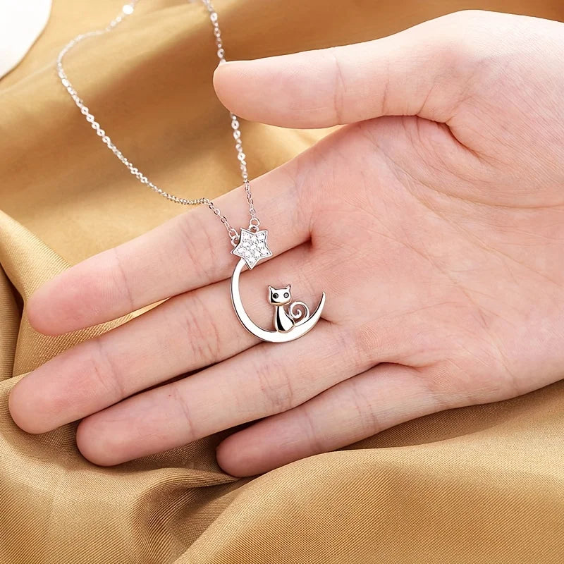 Collar de Silueta de Gato y Estrellas
