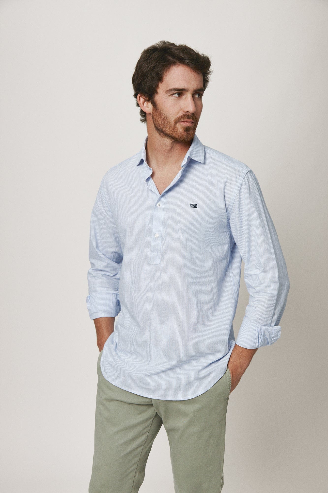 Polera Celeste Raya Fina