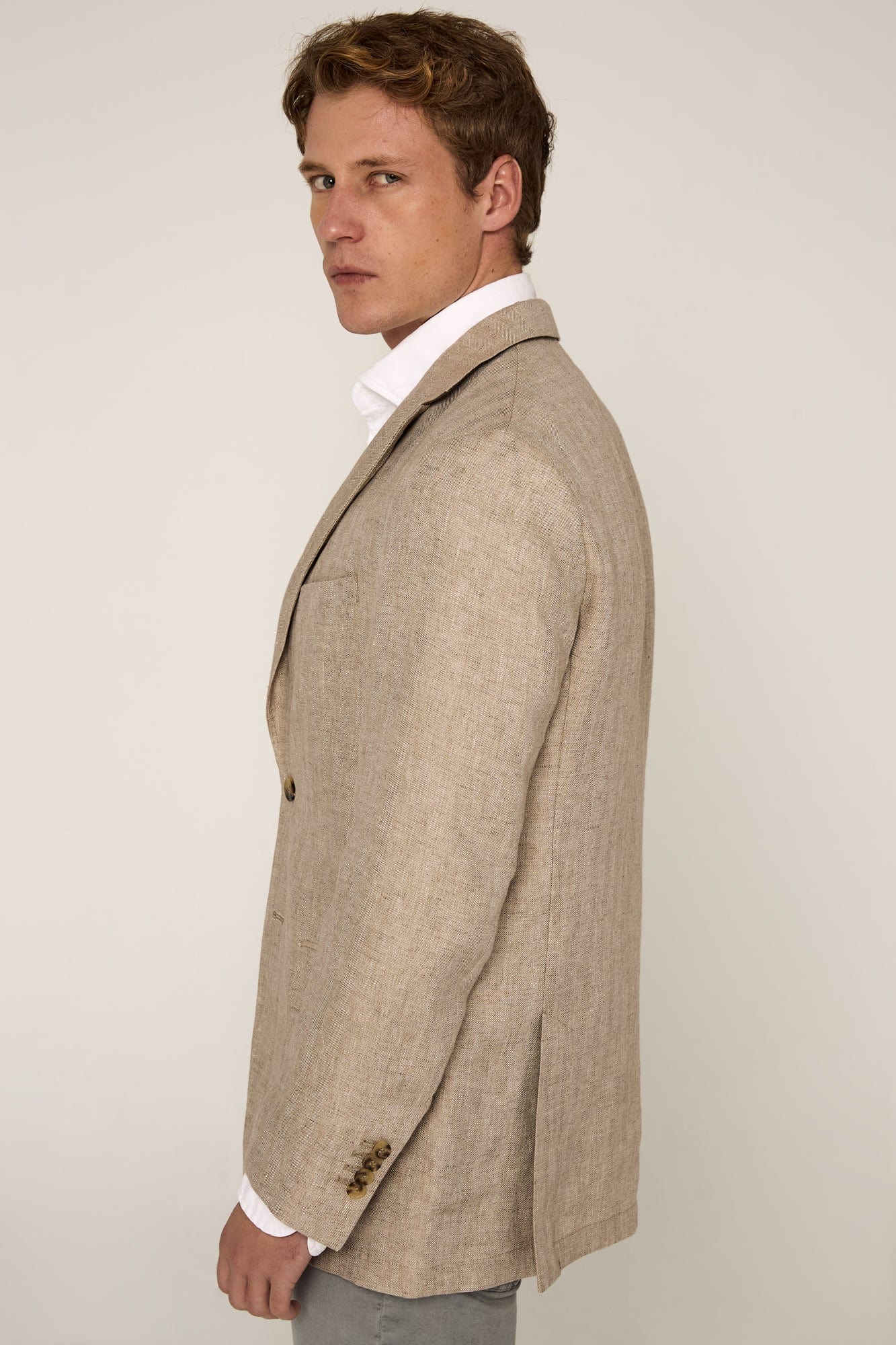 Blazer Lino Espiga Beige