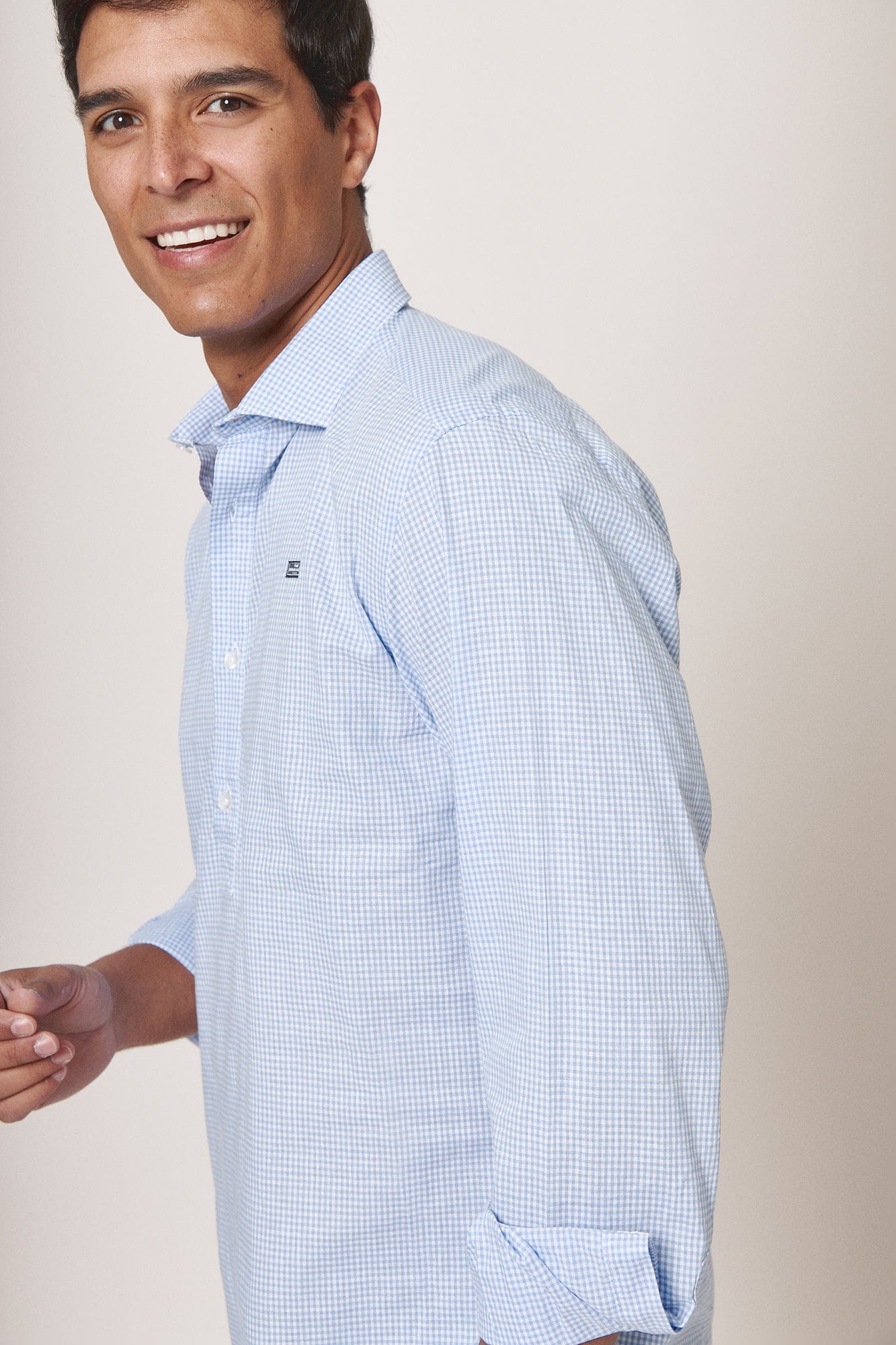 Polera Cuadro Pequeño Azul