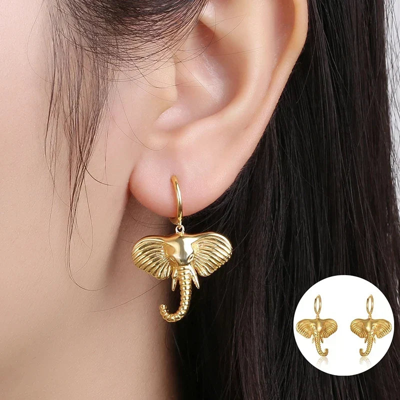 Aretes de Aro con Elefante