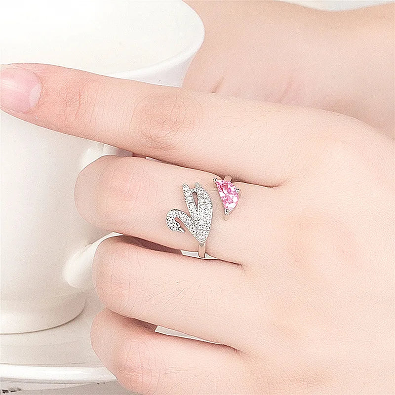 Anillo de Cisne en Cristal