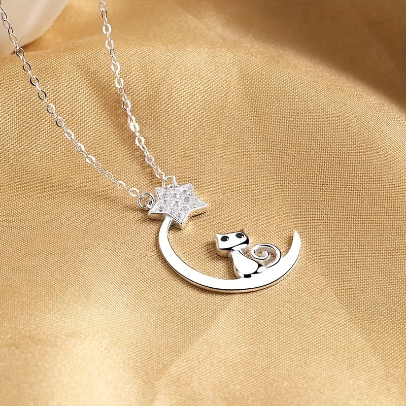 Collar de Silueta de Gato y Estrellas