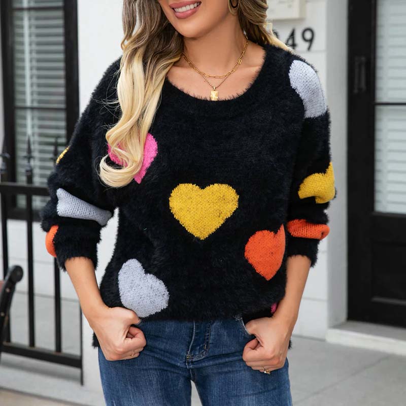 Jersey de Punto con Motivo de Corazón
