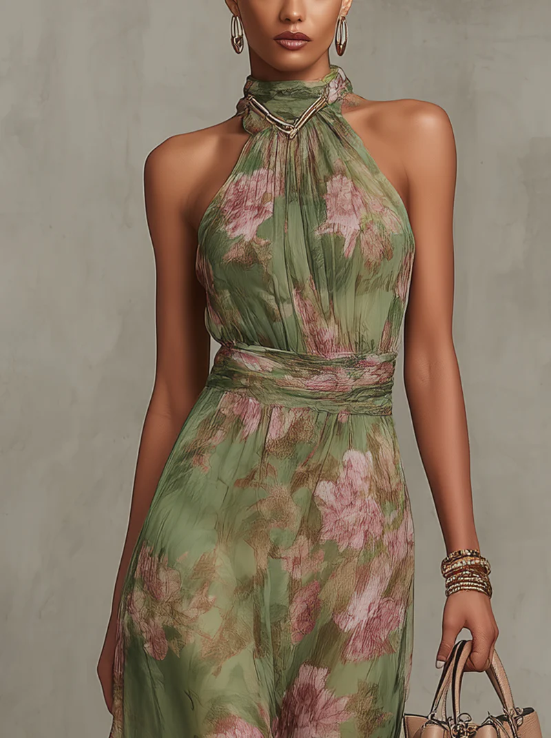 Vestido Largo Estampado Botánico