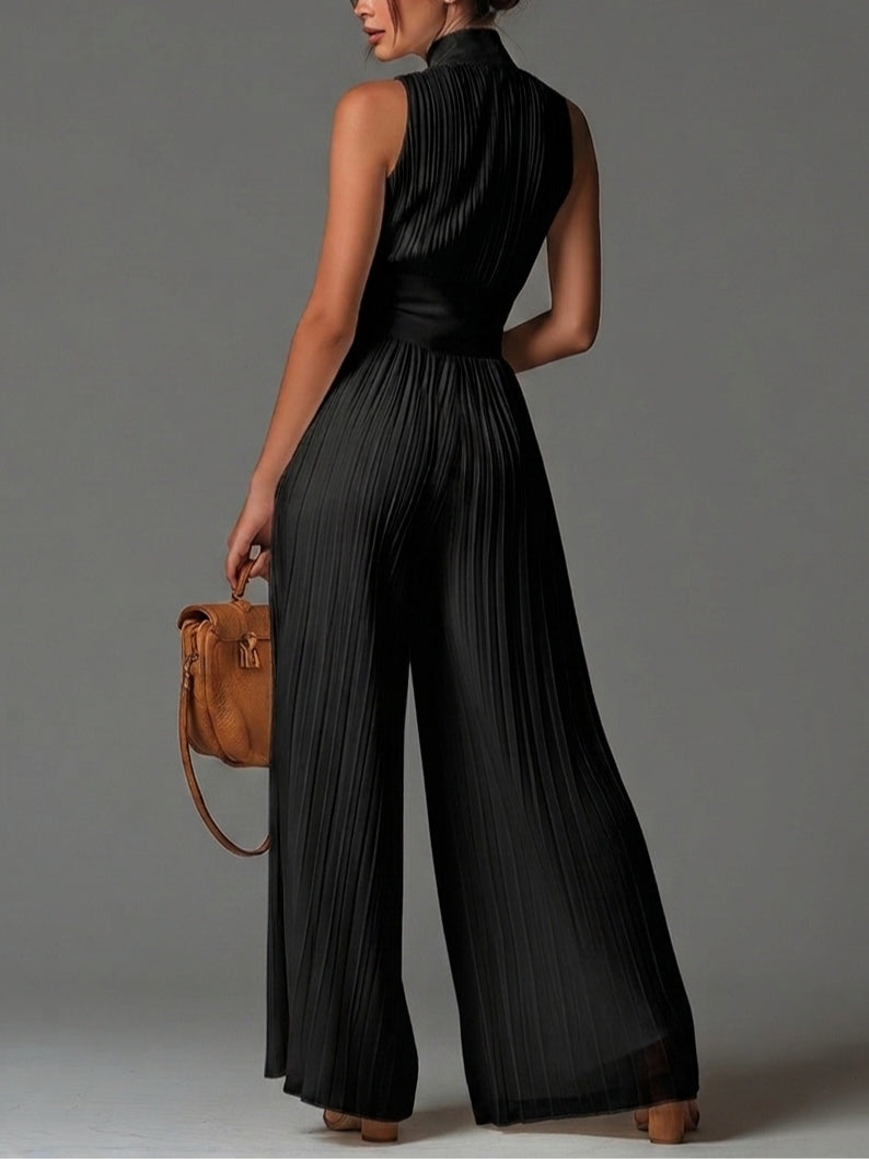 Mono Negro Elegante de Pierna Ancha