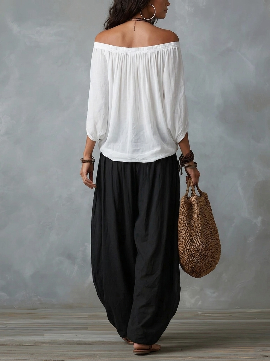 Conjunto Boho de Top y Pantalón Bombacho