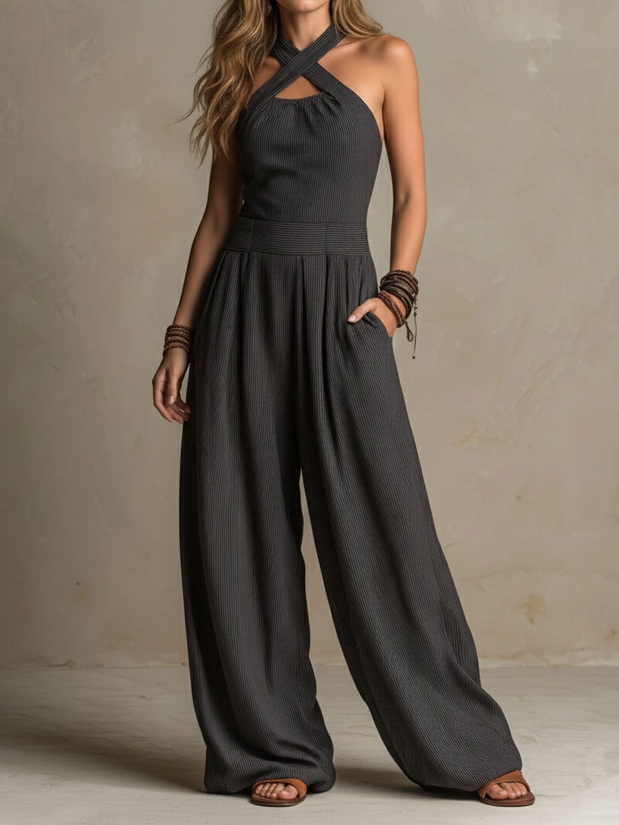 Mono Rayas Diplomáticas con Escote Halter