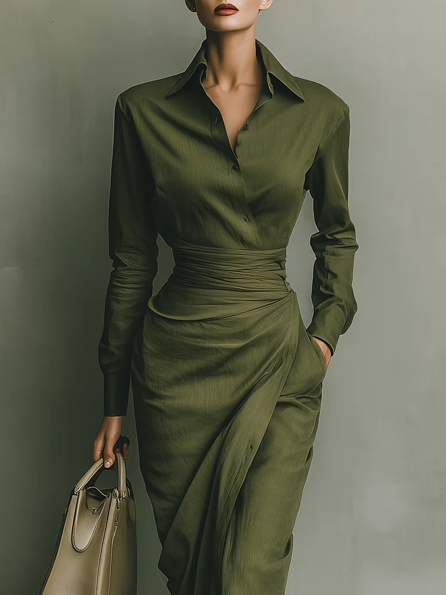 Vestido Maxi Elegante Verde Militar
