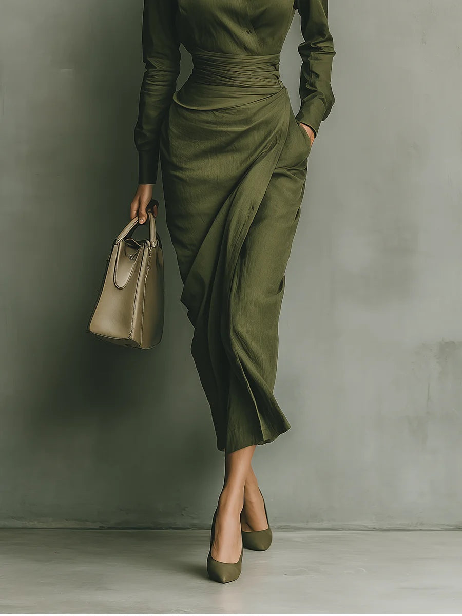 Vestido Maxi Elegante Verde Militar
