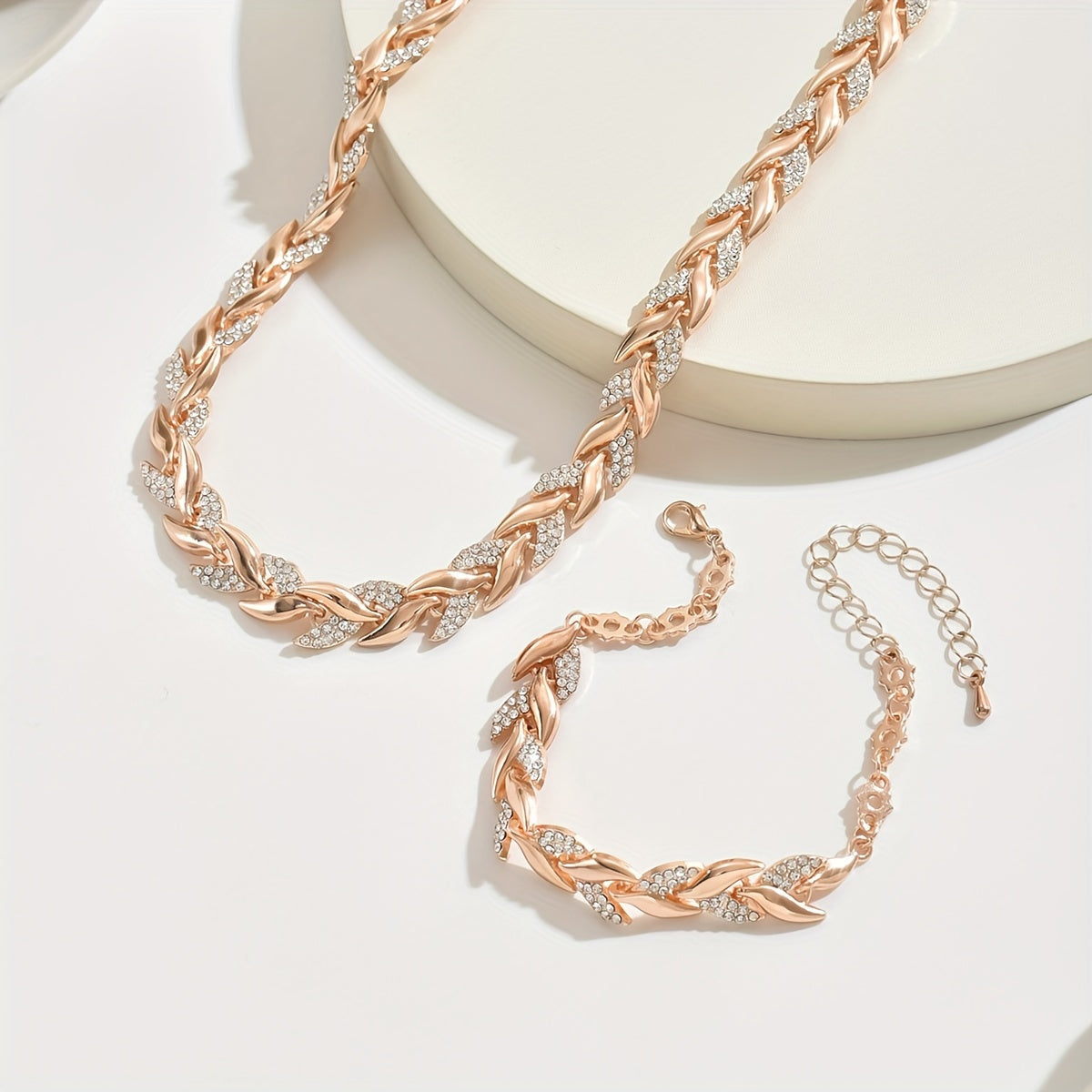 Conjunto de Collar y Pulsera con Circonitas