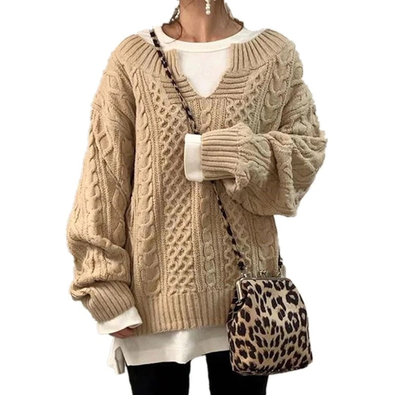 Arancia - Suéter de punto informal manga larga para mujer