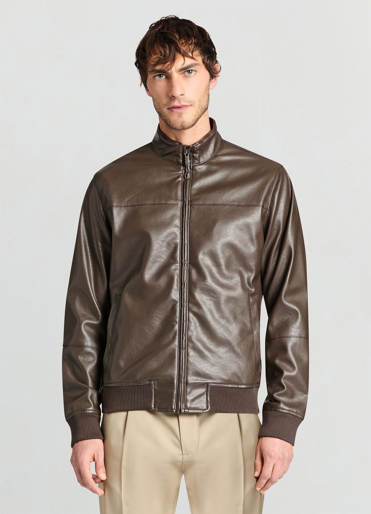 Cazadora Bomber Napa Sintética Marrón