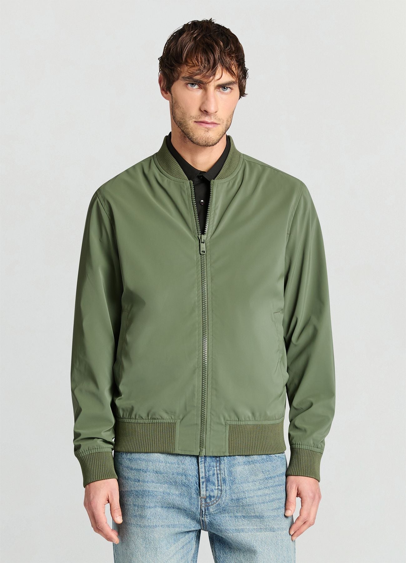 Cazadora Bomber Verde Militar con Cremallera