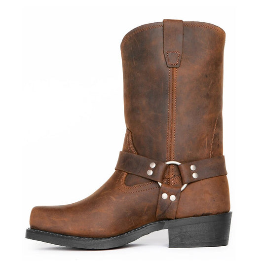 Botas cowboy de hombre en piel con hebilla decorativa – MALDRIC
