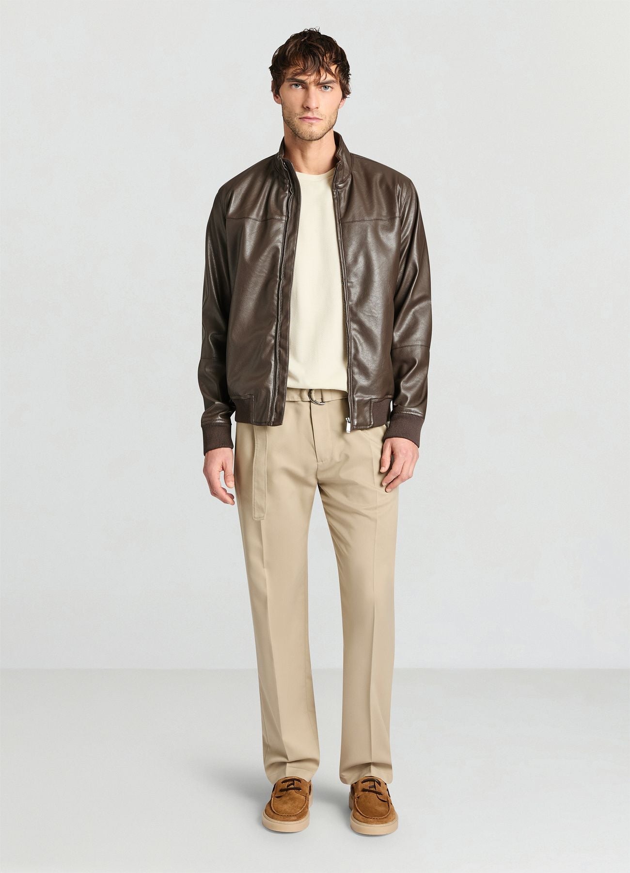 Cazadora Bomber Napa Sintética Marrón