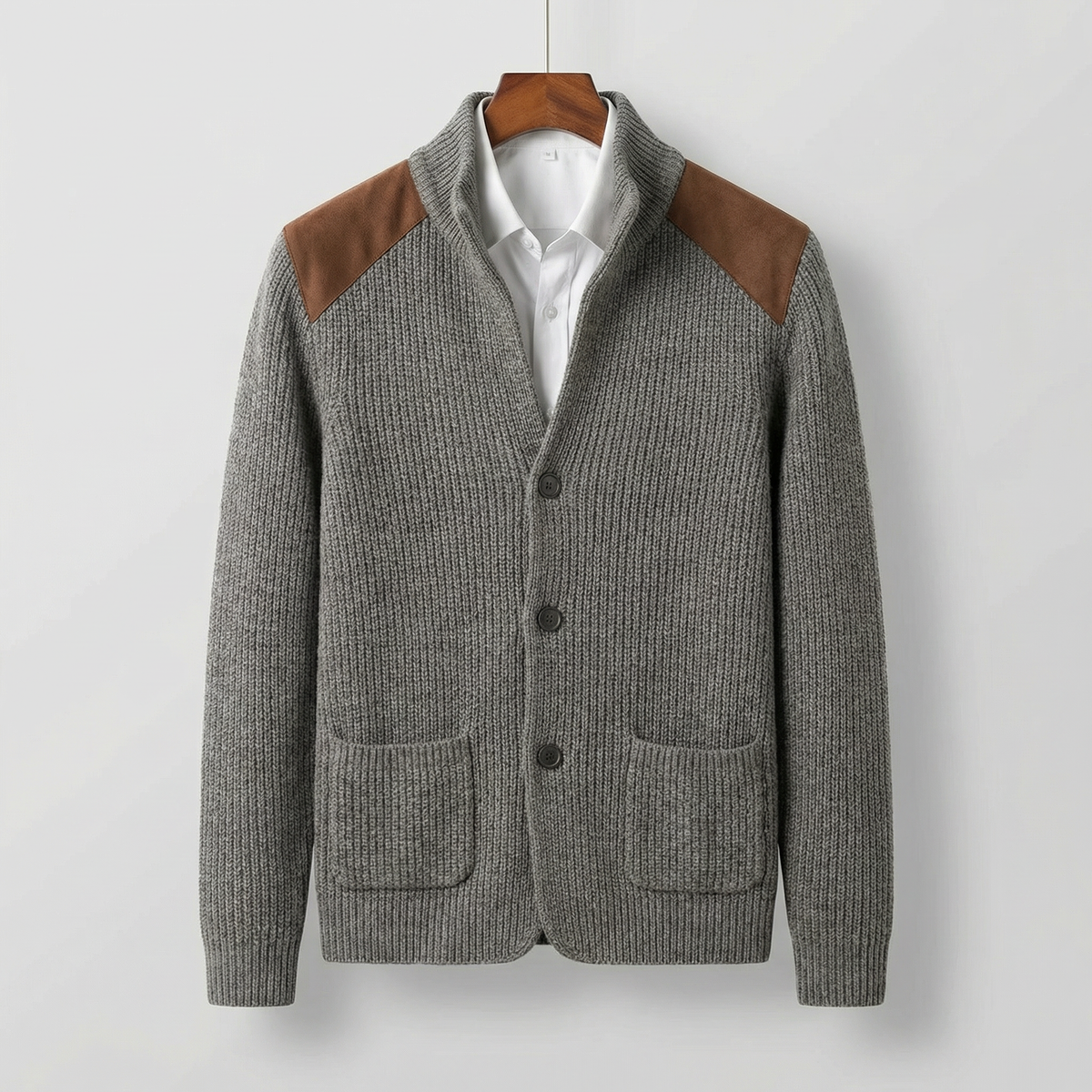 Davenport | Chaqueta de Punto con Detalles de Ante