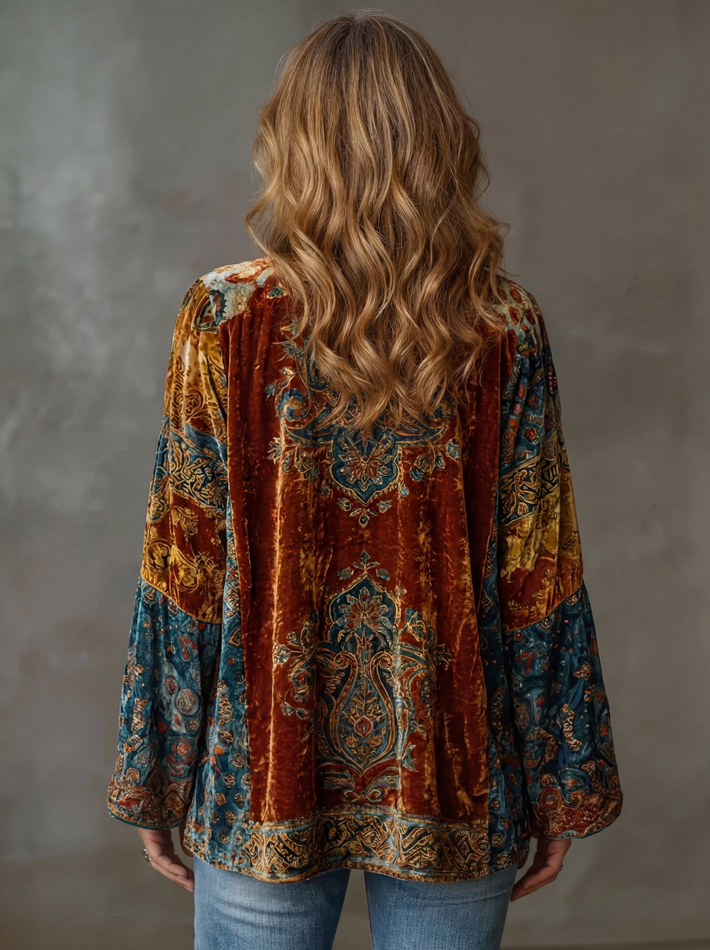 Kimono Bohemio Vintage de Manga Larga